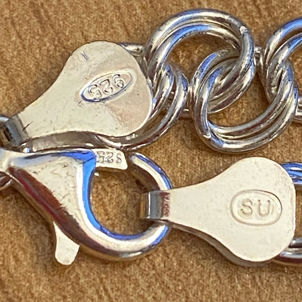 Set of Four EUC 925 Sterling Silver Curb Chain Charm Bracelets - Picture 12 of 15